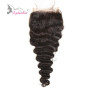 Wholesale 4*4 loose deep curly Virgin Brazilian Hair Lace Closure