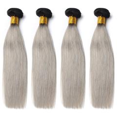 10A Wholesale Ombre #1B/Grey Straight Hair Bundles
