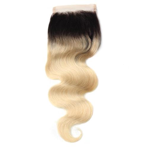 10A Wholesale Ombre Platinum Blonde #1B/613 Body Wave 4*4 Lace Closure