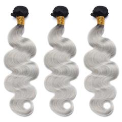 10A Wholesale Ombre  #1B/Grey Body Wave Hair Bundles
