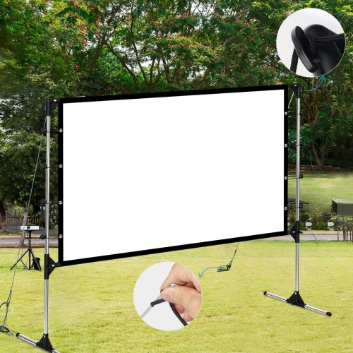 NIERBO Projector Screen with Stand 100 inch Movie Projection Screen 16:9 4k  HD Rear Front Projection with Bag for Outdoor Home Theater Backyard Movie