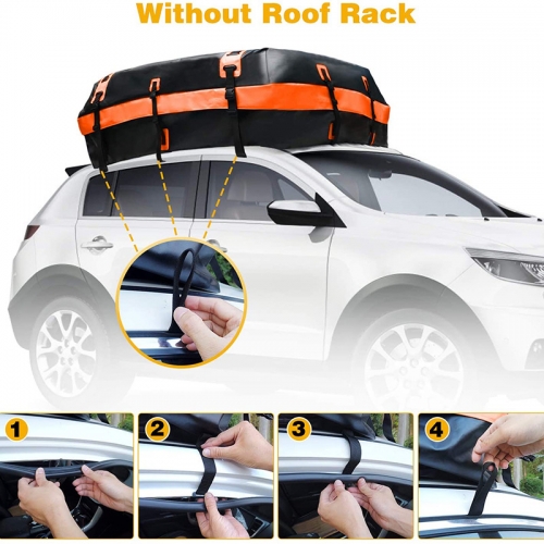 15 Cubic ft Waterproof Car Top Carrier with 6 Heavy-Duty Straps, Excellent  Military Quality Roof Cargo Bag for Cars with or Without Racks