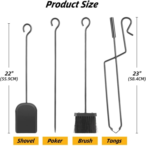 NIERBO 5 Pieces Fireplace Tools Set Strength Wrought Iron Indoor Outdoor  Fire Place Toolset Hearth Accessories Kit with Fireplace Brush, Fire Poker,  Fireplace Shovel, Firewood Tong,Fireplace Accessories