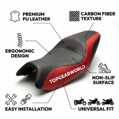 Motorcycle Seat Cover – Universal Fit Carbon Fiber PU Leather Seat Cover with Non-Slip Surface, Ergonomic Design, Easy Installation – For Sportbike Cruiser Scooter
