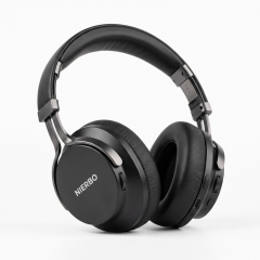 NIERBO Premium Wireless Over-Ear Headphones – Bluetooth Headset with Brushed Metal & Leather Design, Custom Fit Adjustment, Immersive Hi-Fi Sound, Lightweight Comfort for Travel & Work, Includes Hard Case