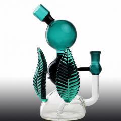 New Arrival Pale blue leaves Glass Water pipe bong