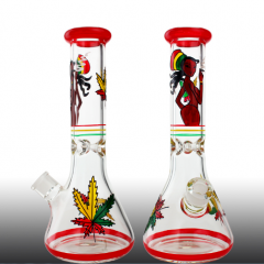 New Arrival The beauty and leaves  red beaker base water Glass Water pipe bong