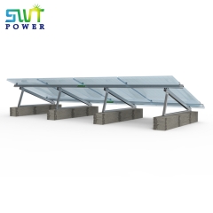 Delta triangle on concrete foundation Fixed tilt flat roof mount