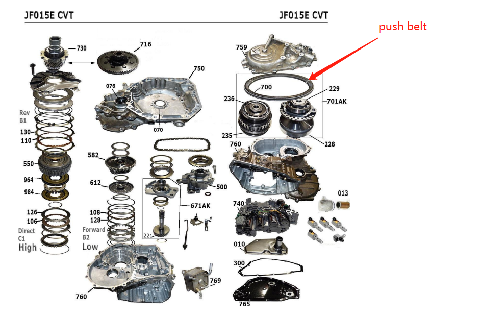 JF015E-0049-OEM Original RE0F11A JF015E CVT Transmission push (drive) Belt Chain 901068 For /Nissan Micra March Roox C15945