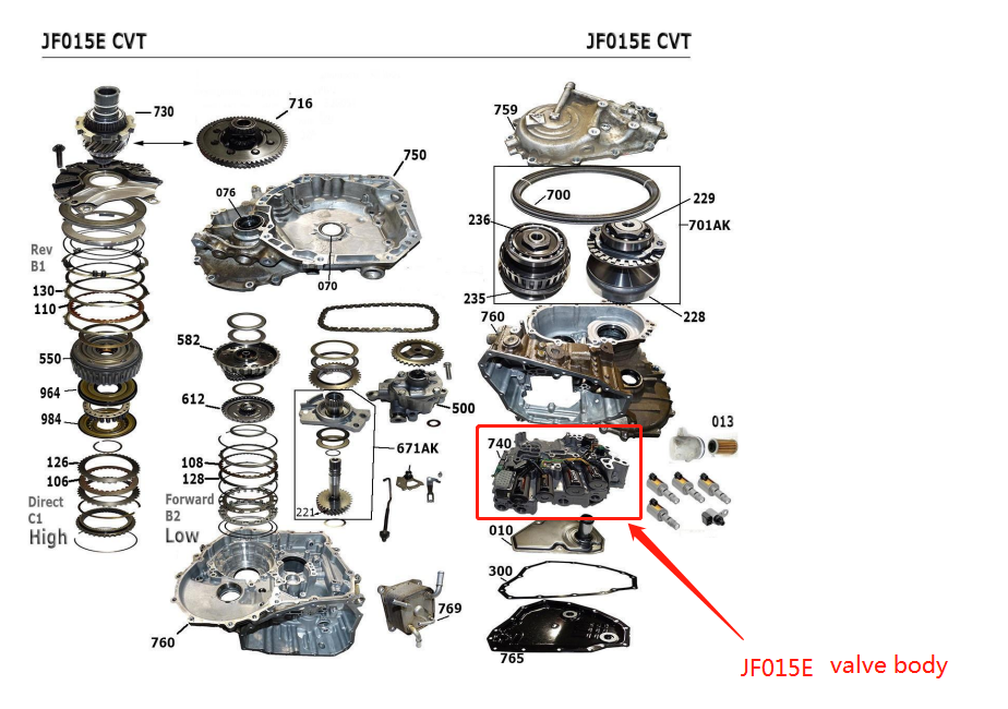 JF015E-0048-RE RE0F11A JF015E CVT VALVE BODY REBUILD WITH 2 SENSORS For /Nissan Sunny 1.5L Tiida Sylphy 1.6L Sale