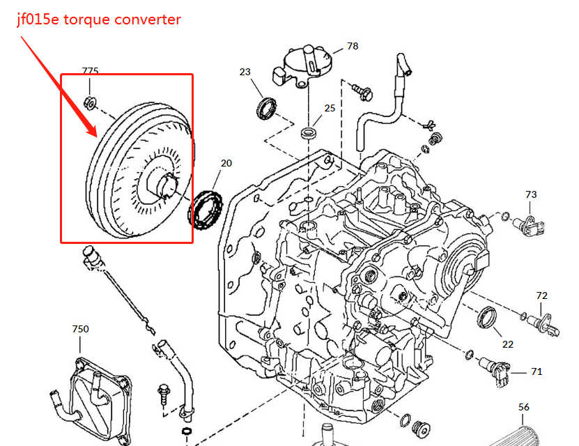 JF015E-0029-FN JATCO RE0F11A JF015E CVT Transmission Torque Converter 07D from new trans fit for /Nissan