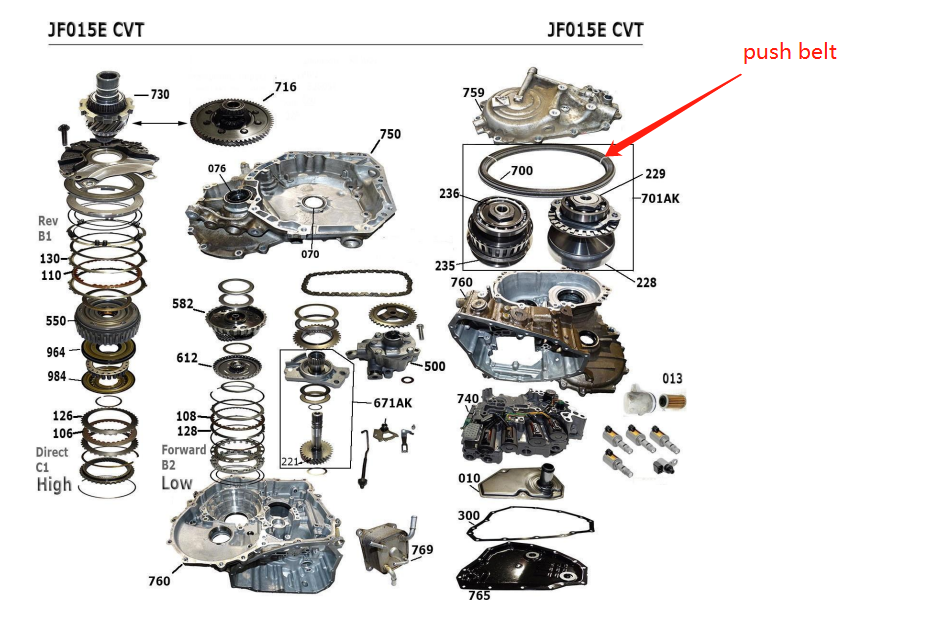 RE0F11A JF015E CVT PUSH BELT 901072 901094 OEM For Nis san Sunny 1.5L Tiida Sylphy 1.6L Sale