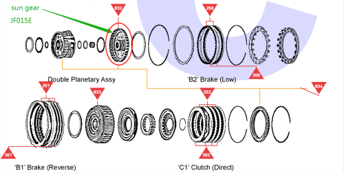 JF015E-0013-FN JATCO RE0F11A JF015E CVT Transmission sun gear from new trans fit for /Nissan