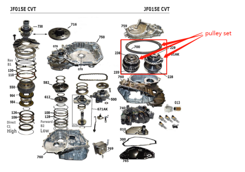 JF015E PULLEY SET WITH BELT REBUILD 30 TEETH