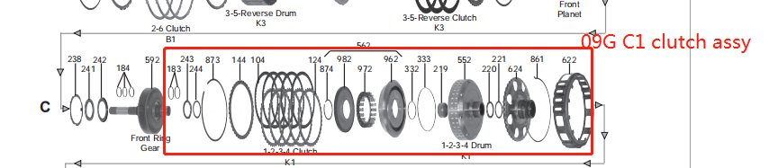 09G-0017-U1 09G K2 drum TF60SN Automatic Gearbox C1 Clutch Assy with 6pcs Friction Plate U1