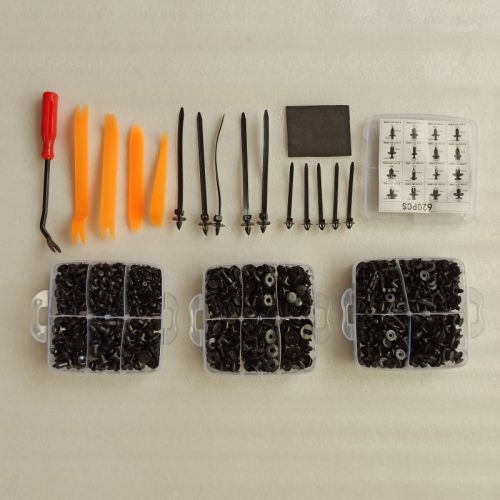 AATP-0242-AM car retainer clips plastic fastening kit 16kinds 620pcs in total with tools 10 cable ties 20 voice cotton tools 5 sets