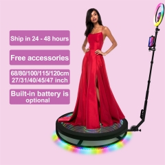Luxury design flight case colorful Led light strip glass automatic 360 photo booth