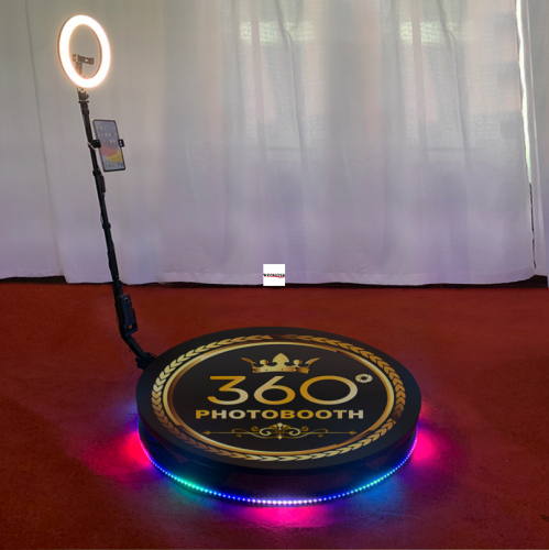 WIVIKIOSK 360 Photo Booth Machine for Parties, with Ring Light Extendable Stand, People Stand on Stable 360 Spin Automatic Camera Booth for Wedding