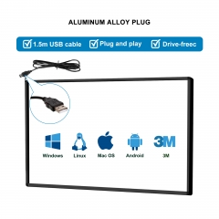 WIVIKIOSK Infrared IR Touch Screen Frame 10 Points, Multi-Touch Panel Overlay, with Glass, USB Interface Free-Drive Whiteboard, TV Display