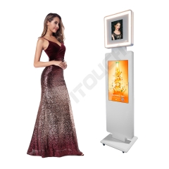 New Selfie Photo Booth Kiosk Ring Light Photo Booth Shell 23.8 inch Advertising Screen 10.1 inch IPad Photo Booth