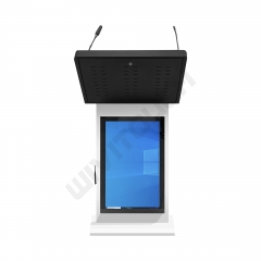 Multimedia Podium Lectern with 32"+21.5" Front Screen smart podium with wireless microphone digital podium