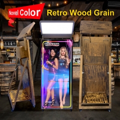 Retro Wood Grain Mirror Photo Booth Selfie Led Frame Portable Touch Screen Magic Mirror PhotoBooth Machine