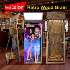 Retro Wood Grain Mirror Photo Booth Selfie Led Frame Portable Touch Screen Magic Mirror PhotoBooth Machine