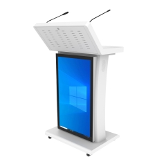 Multimedia Podium Lectern with 43" Front Screen smart podium with wireless microphone digital podium
