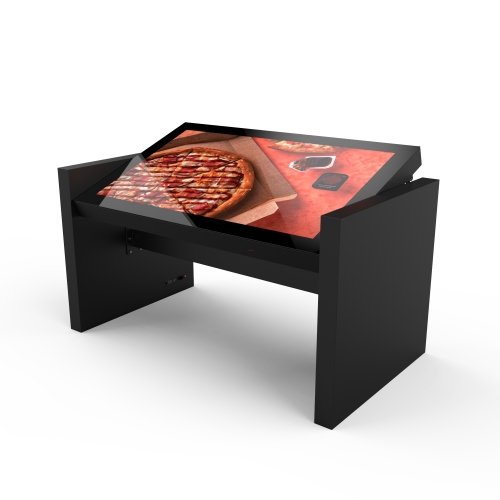 Desktop with adjustable tilt for touch screen use smart table