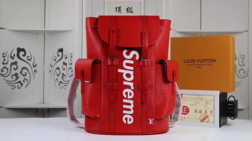 supreme x lv backpack real leather with box