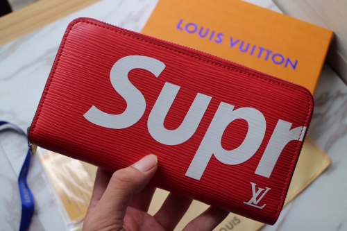 supreme x lv wallets real leather with box