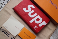 supreme x lv wallets real leather with box