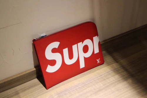 supreme x lv laptop bag real leather with box