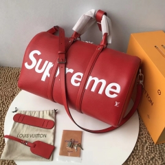 supreme x lv duffle real leather with box
