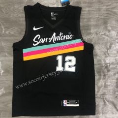 City Version 2021-2022 San Antonio Spurs Black #12 NBA Jersey-311