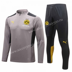 2021-2022 Borussia Dortmund Light Grey Thailand Soccer Tracksuit-815