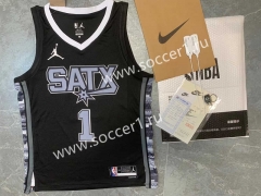 2023 Logo Edition AJ San Antonio Spurs Black #1 NBA Jersey-SN
