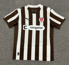 (S-4XL) 2025-2026 FC St. Pauli Home Red&White Stripes Thailand Soccer Jersey AAA-512