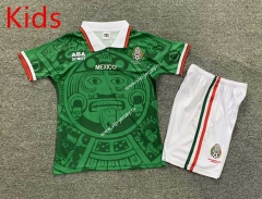 Retro Version 1998 Mexico Home Green Kids/Youth Soccer Uniform-7809