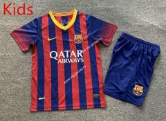 Retro Version 13-14 Barcelona Home Red&Blue Kids/Youth Soccer Uniform-7809