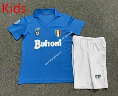 Retro Version 87-88 Napoli Home Blue Kid/Youth Soccer Uniform-7809