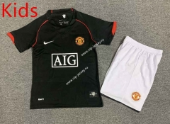 Retro Version 07-08 Manchester United Away Black Kids/Youth Soccer Uniform-7809
