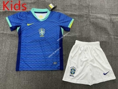 2024-2025 Brazil Away Blue Kid/Youth Soccer Uniform-1506