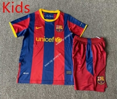 Retro Version 10-11 Barcelona Home Red&Blue Kids/Youth Soccer Uniform-7809