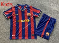 Retro Version 09-10 Barcelona Home Red&Blue Kids/Youth Soccer Uniform-7809