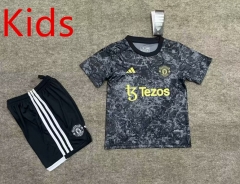 2024-2025 Manchester United Black&Grey Kids/Youth Soccer Uniform-6748