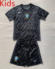 2024-2025 Brazil Goalkeeper Black Kids/Youth Soccer Uniform-AY