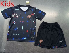 2024-2025 Portugal Black Kid/Youth Soccer Uniform-8746