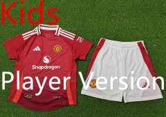 Player Version 2024-2025 Manchester United Home Red Kids/Youth Soccer Uniform-9926