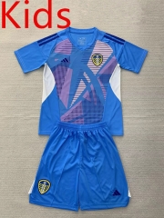 2024-2025 Leeds United Goalkeeper Laker Blue Kids/Youth Soccer Uniform-AY